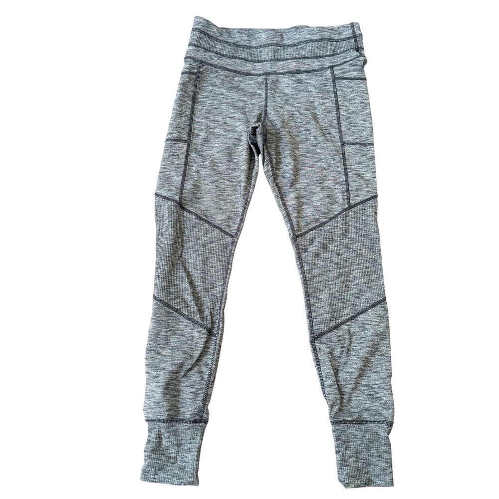 Athleta Gray Heather Jogger Leggings Ribbed Cuff Athletic Yoga Pants Womens M